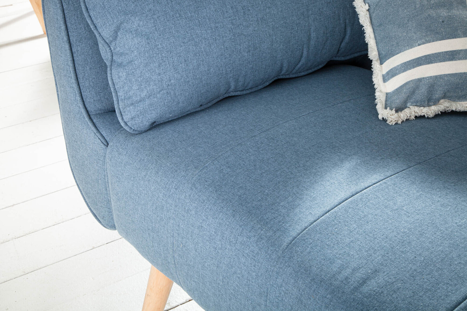 Design Schlafsofa DIVANI 220cm hellblau Strukturstoff Scandinavian 3-Sitzer mit Bettfunktion