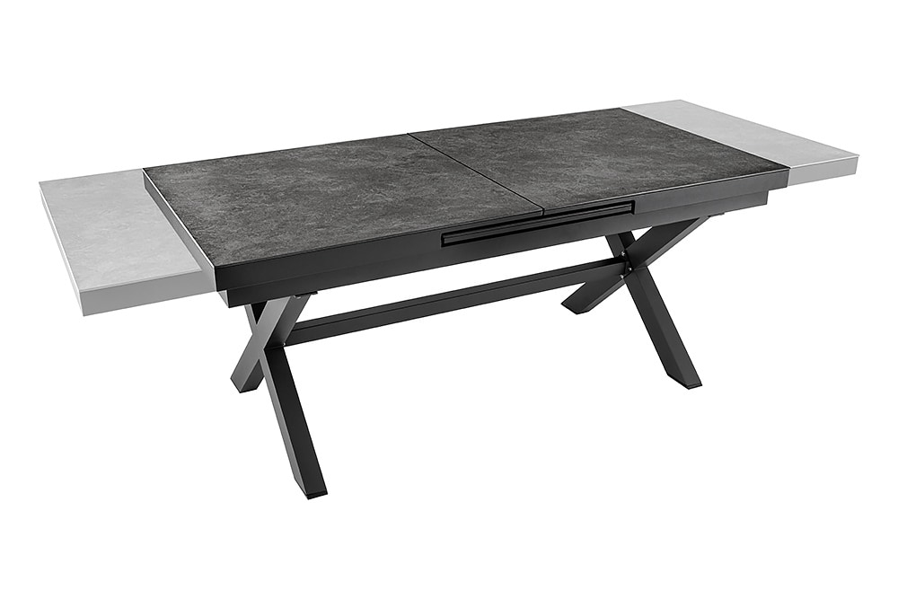 Ausziehbarer In- und Outdoor Esstisch EMPIRE 180-240cm anthrazit Keramik Gartentisch