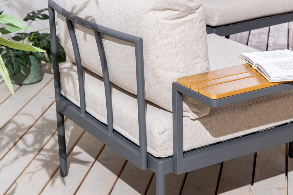 Outdoor Lounge Sitzgruppe MOBILE MODULAR 240cm anthrazit greige inkl. Kissen