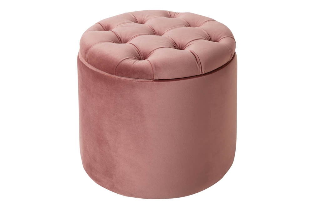 Eleganter Hocker MODERN BAROCK 50cm altrosa Samt Aufbewahrungkorb