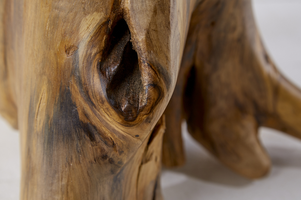 Massiver Beistelltisch ROOT 40cm Teakholz mit Jahresringen