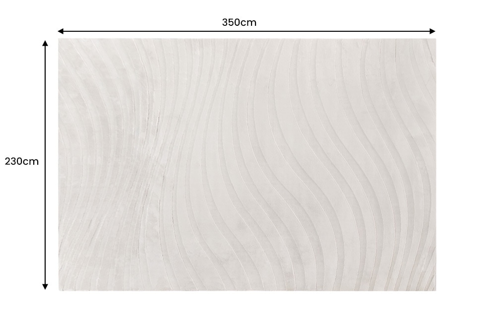 3D strukturierter Kurzflor XXL Teppich WAVE 350x230cm beige Hoch-Tief-Effekt