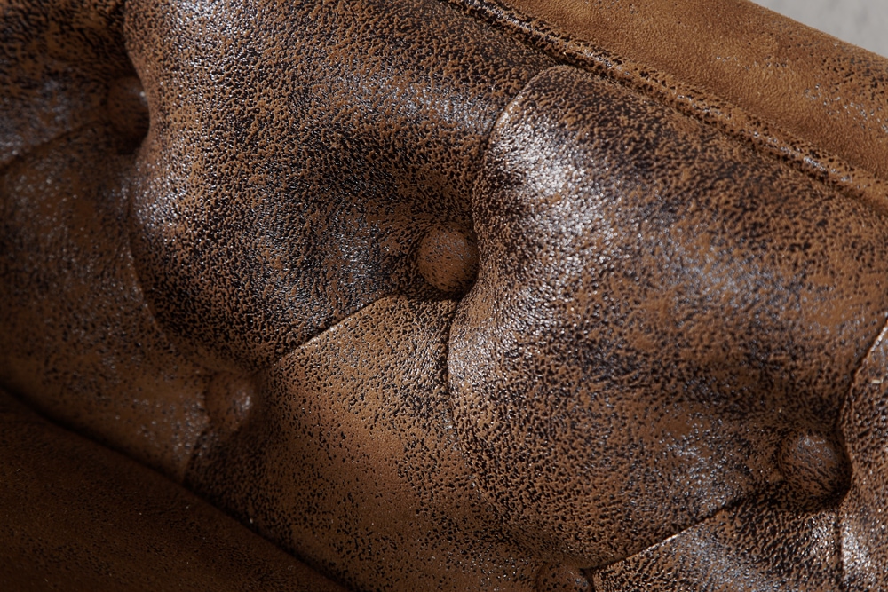 Chesterfield Récamière 170cm antik braun mit Knopfheftung und Nietenbesatz