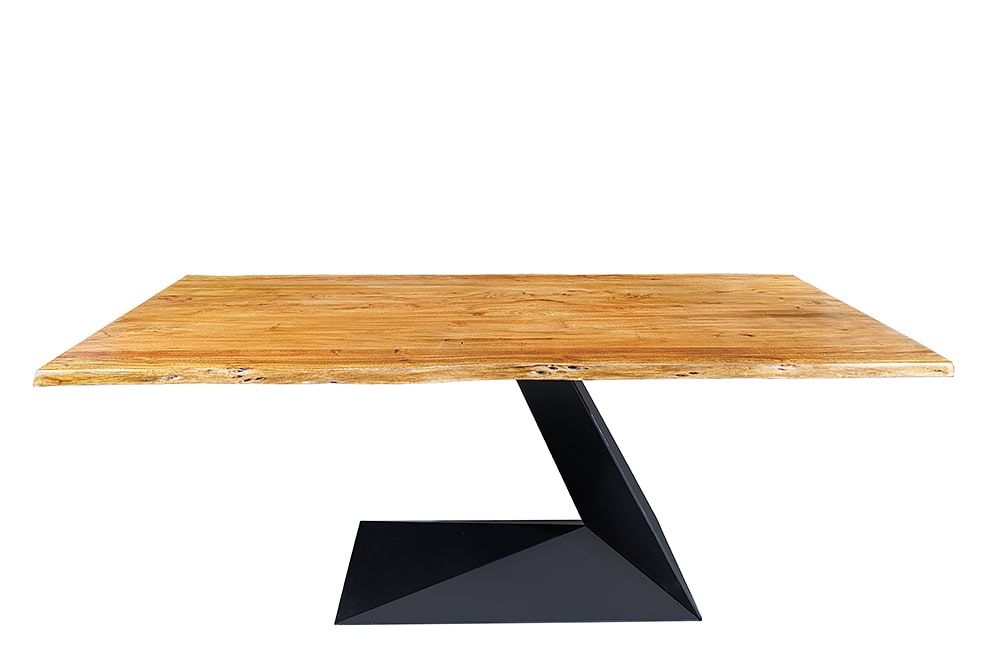 Massiver Esstisch MAMMUT BALANCE 200cm natur braun Akazie schwarz Baumkante