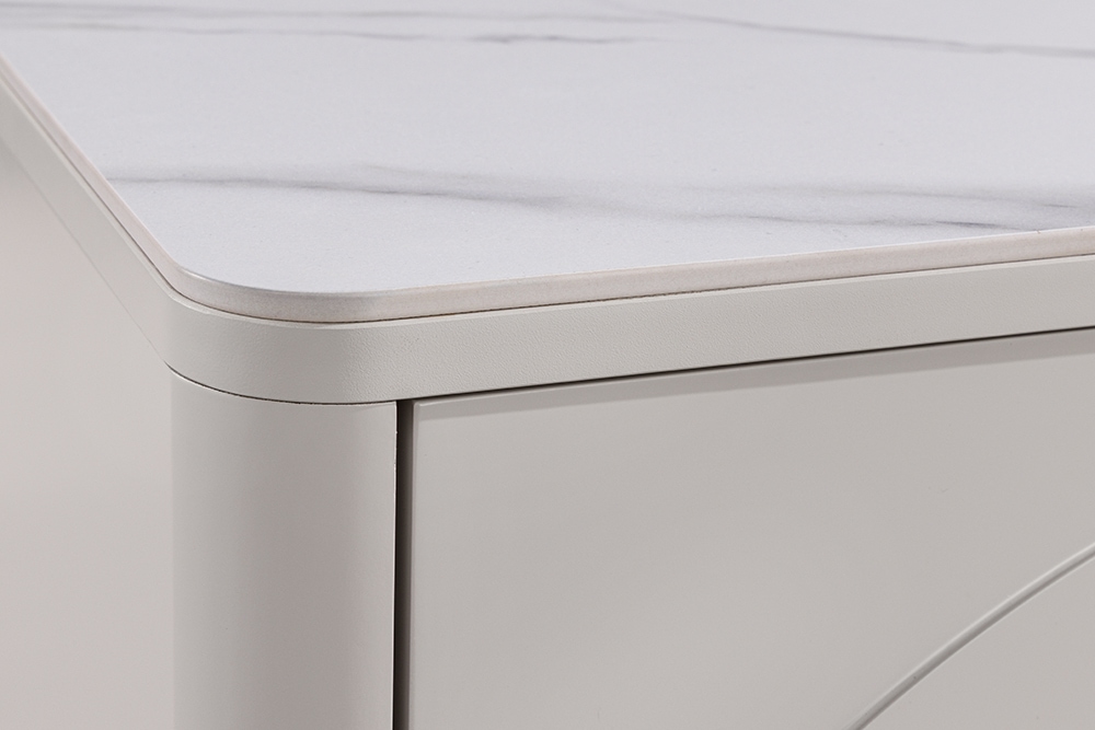 Design Couchtisch SAVOY 120cm kaschmir weiß Keramik Marmor mit Schubladen