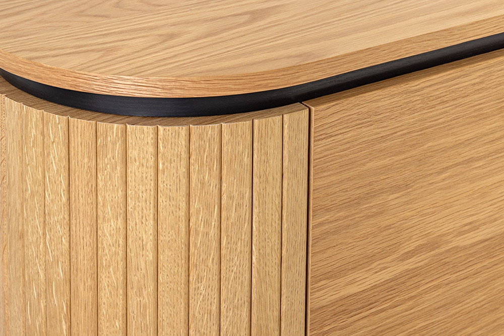 Modernes Sideboard ATELIER 160cm natur Eiche schwarz Metall vier Fächer