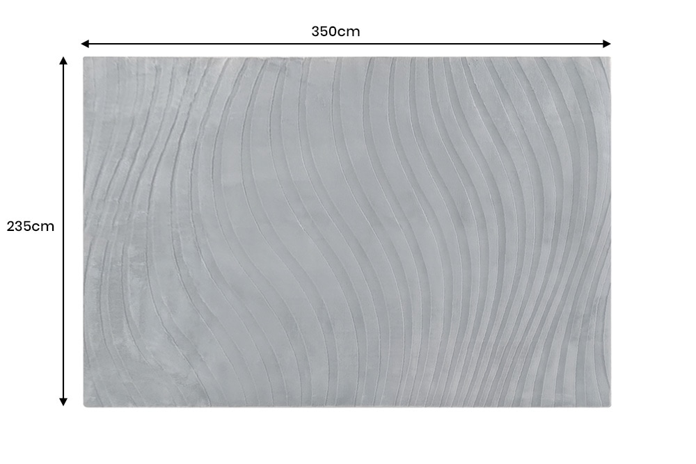 3D strukturierter Kurzflor XXL Teppich WAVE 350x235cm anthrazit Hoch-Tief-Effekt