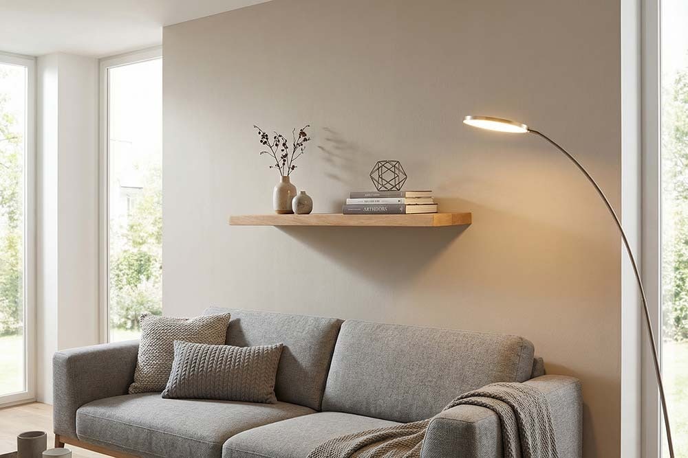 Massives Wandregal PURE 60cm Mango natur cream finish Mangoholz Steckregal
