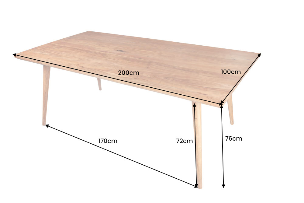 Massiver Esstisch MYSTIC LIVING 200cm Akazie natur Massivholz