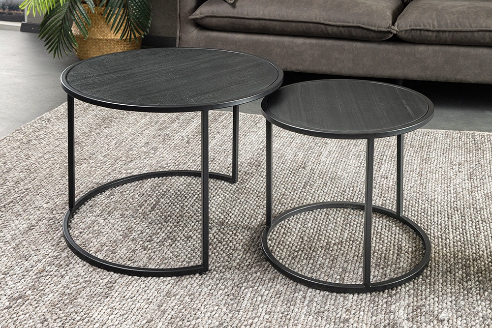 Rundes 2er Set Couchtische MOUNTAIN SOUL 60cm schwarz Naturstein Design Metall » Jetzt kaufen