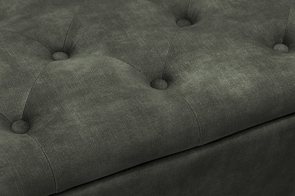 Extravagante Polsterbank EN VOGUE 120cm grün Samt mit Stauraum schwarze Metallbeine