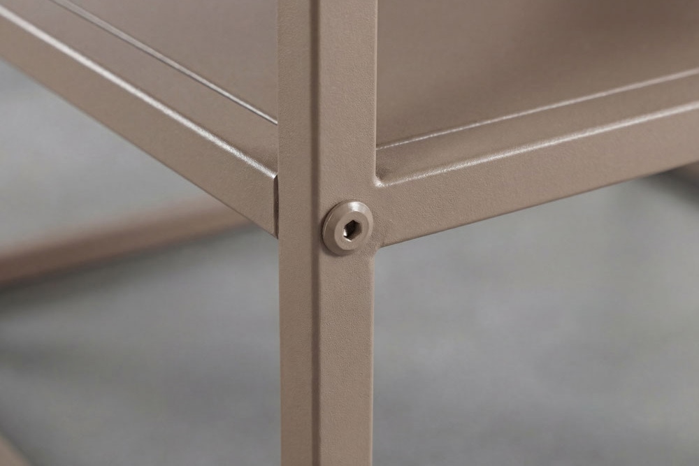 Moderner Couchtisch DURA STEEL 70cm greige Metall mit Ablagefach