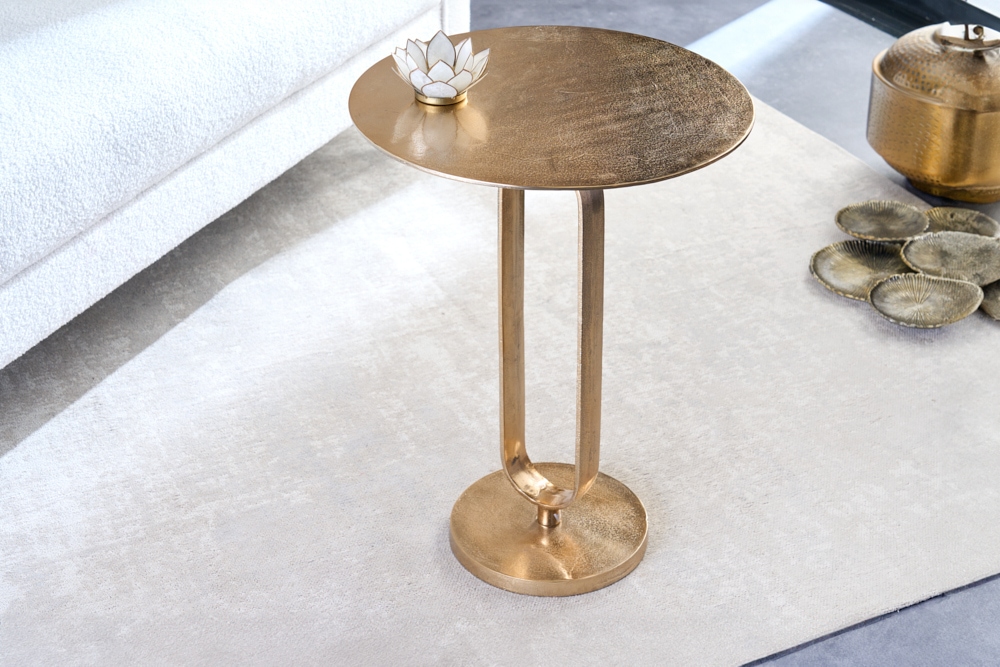 Runder Beistelltisch ELEGANCE 60cm gold Metall Aluminium handmade