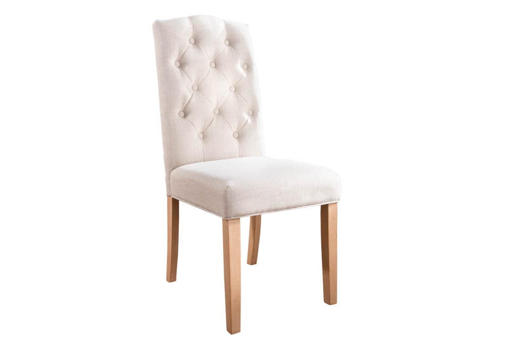 Eleganter Stuhl CASTLE beige mit Chesterfield Steppung