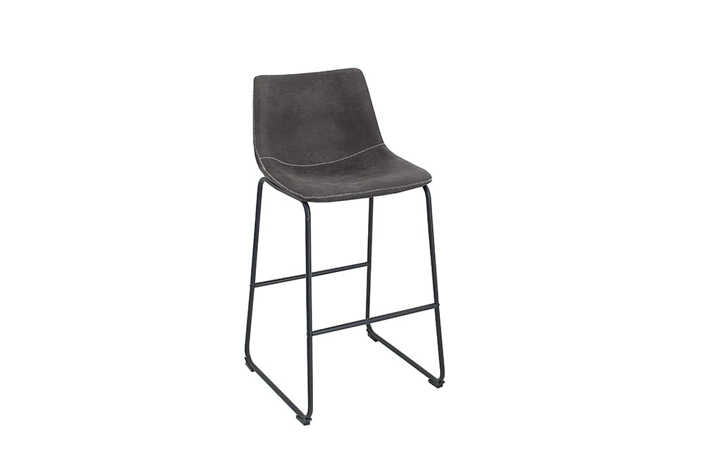 Design Barhocker DJANGO vintage grau Microfaser mit Lehne Eisengestell schwarz