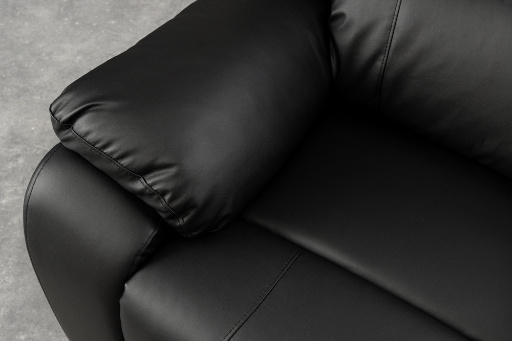 Exklusiver 2er Kinosessel HOLLYWOOD 190cm schwarz mit Liegefunktion und Getränkehalter