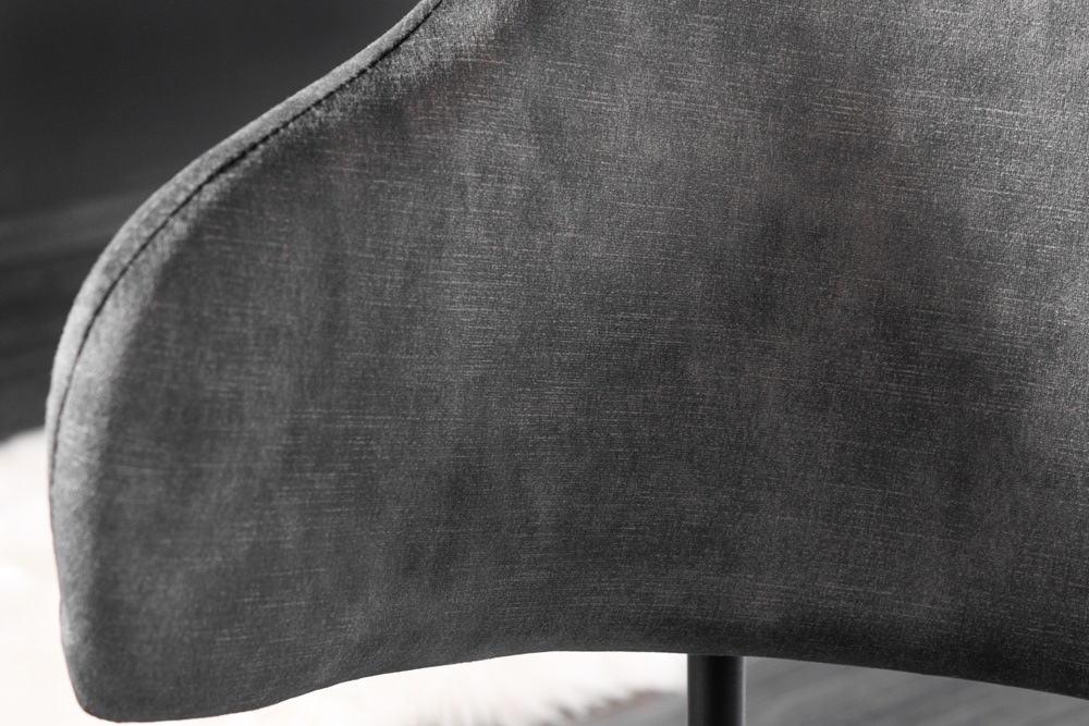 Design Stuhl VOGUE grau Samt schwarze Metallbeine