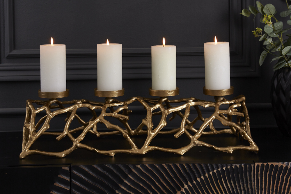 Eleganter Kerzenhalter ABSTRACT 60cm gold für 4 Kerzen
