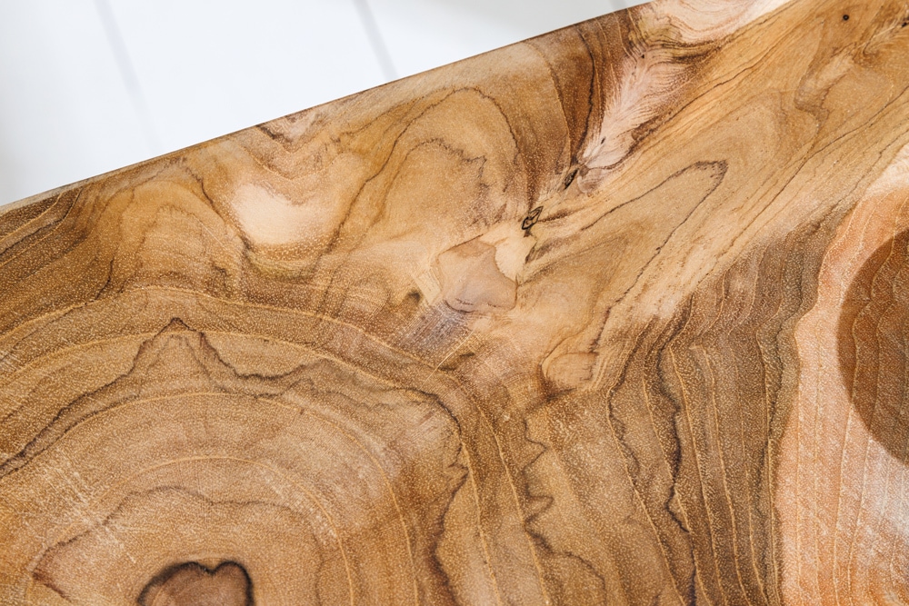 Massivholz Beistelltisch DRIFTWOOD 60cm natur Teak viereckig im Stelzen-Design