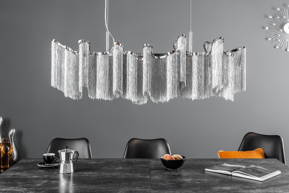 Extravagante Hängeleuchte ROYAL 120cm silber Hängelampe