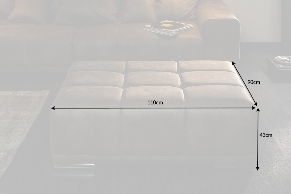 Extravaganter Hocker ELEGANCIA 110cm taupe mit Ziersteppung