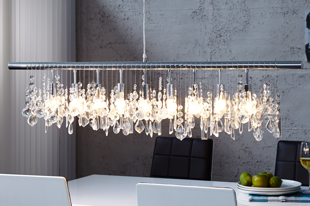 Extravagante Hängelampe DIAMONDS XL 120cm Kristall Lampe mit 9 Leuchten