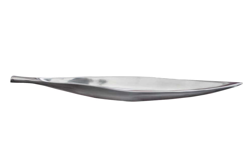 Handgearbeitete Deko Schale SILVER LEAF 60cm silber Aluminium