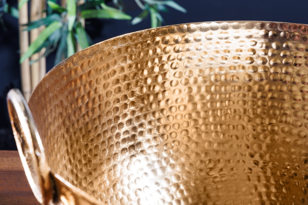 Handgearbeitete Deko Schale ORIENT 40cm gold Metall Hammerschlag Design