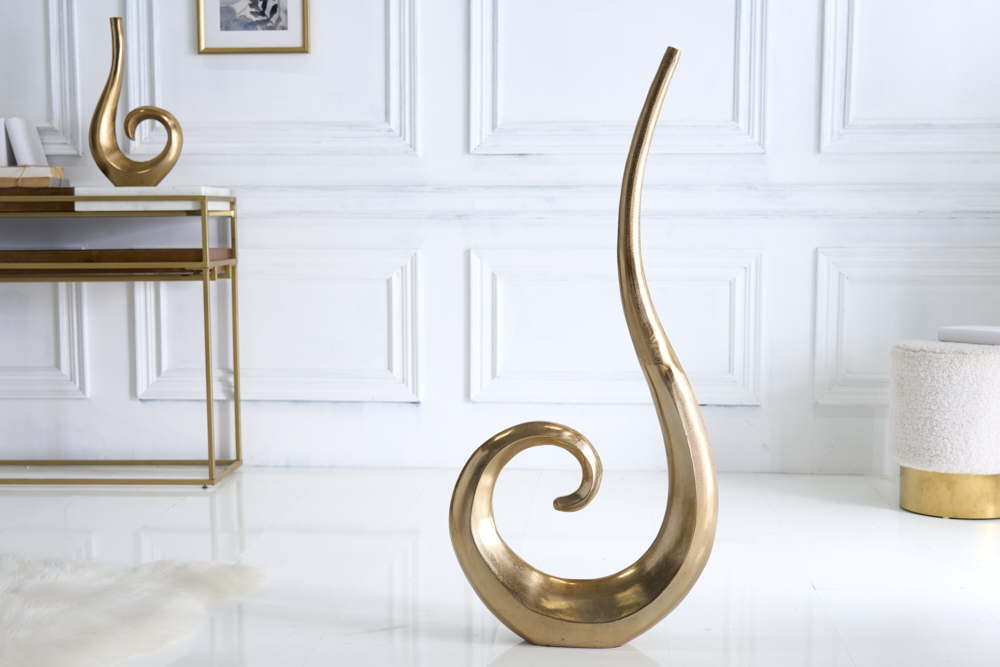 Moderne Vase WAVE XL 106cm gold Aluminium poliert Dekoration
