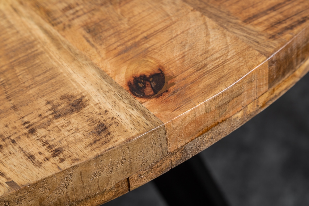Massiver Esstisch IRON CRAFT 120cm rund natur Mangoholz