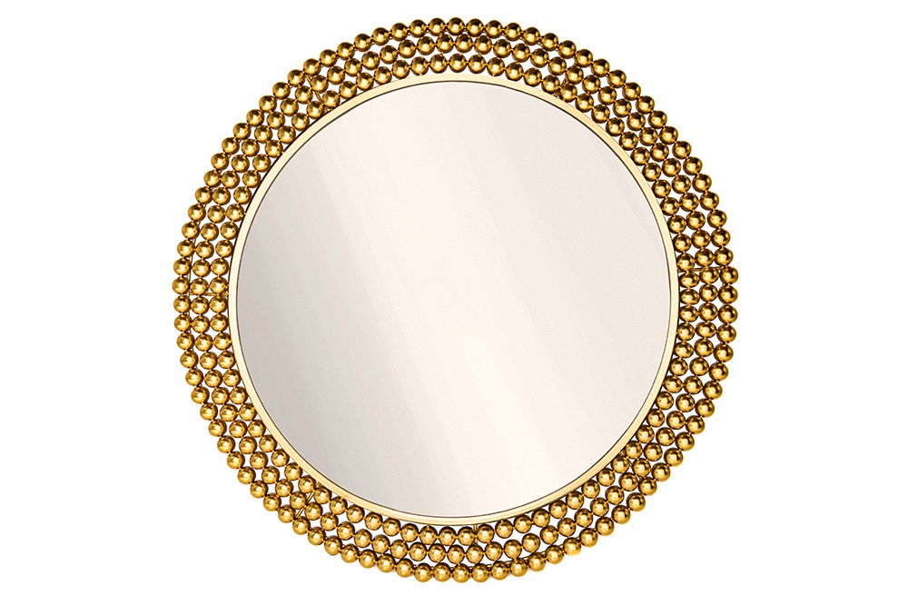 Runder Wandspiegel PEARLS 75cm gold Metall