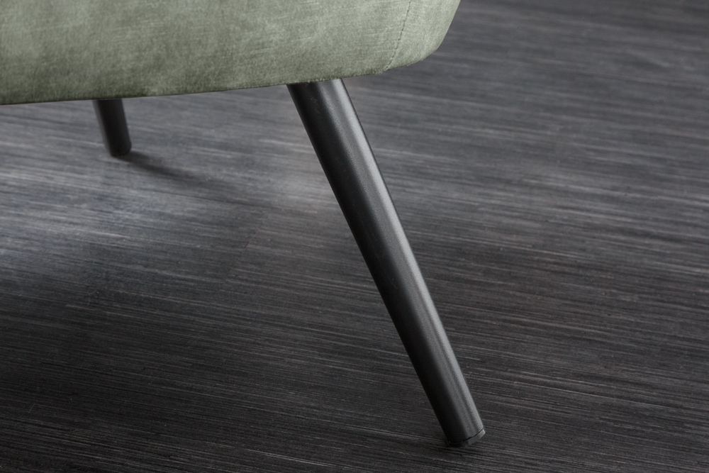 Design XL Sessel AMSTERDAM grün Samt schwarze Metallbeine Retro Stil
