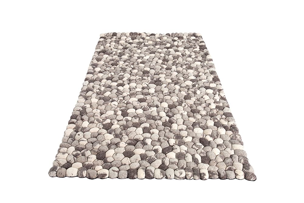Handgewebter Schurwolle-Teppich ORGANIC LIVING 200x120cm grau Filz Steinoptik