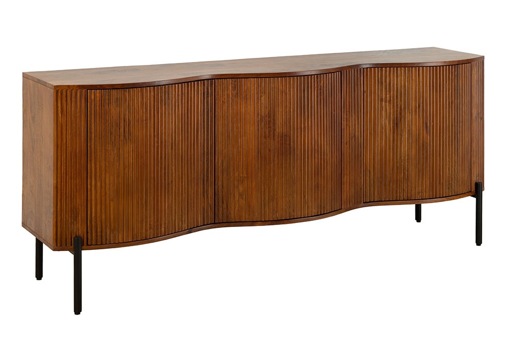 Massives Sideboard GRANDEUR 180cm braun Mangoholz schwarz Metall