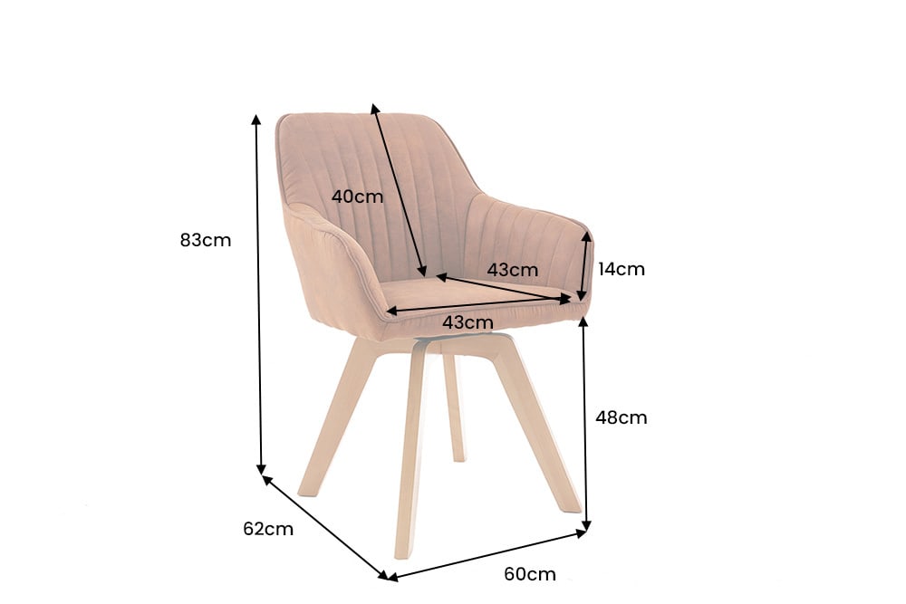 Drehbarer Design Stuhl LIVORNO vintage braun Buchenholz Beine mit Armlehnen