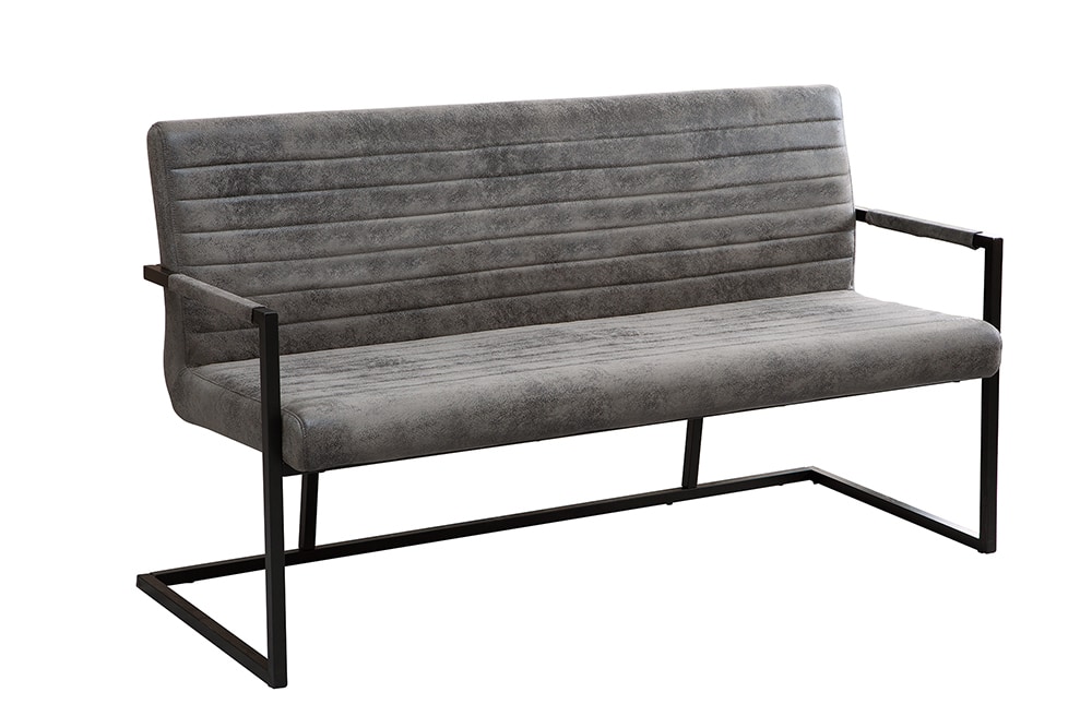 Industrial Freischwinger Bank LOFT 160cm vintage grau mit Armlehne