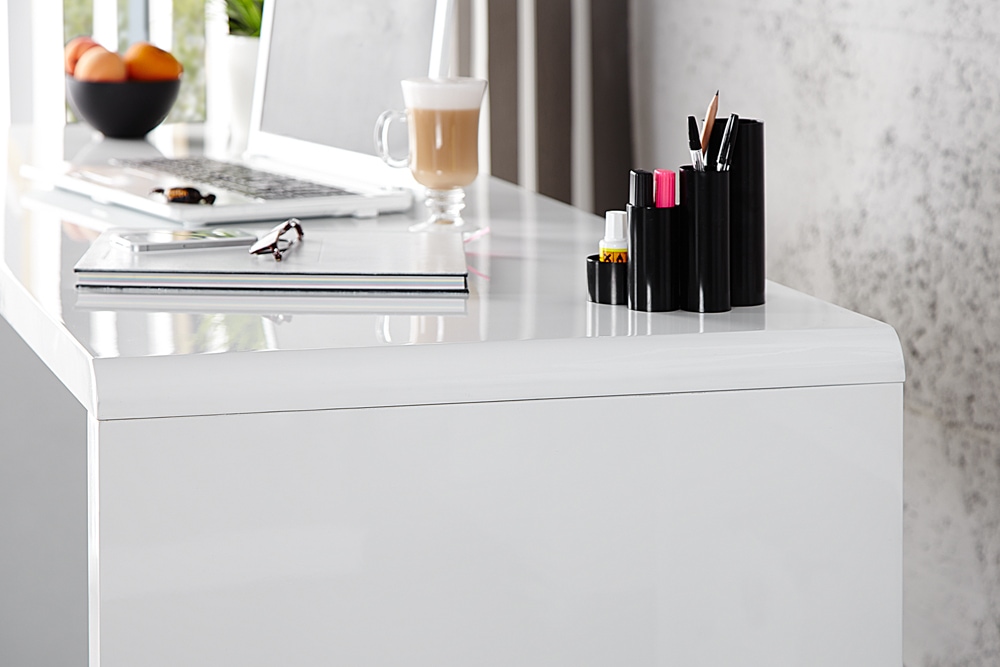 Design Schreibtisch FAST TRADE 140cm weiß Hochglanz Bürotisch