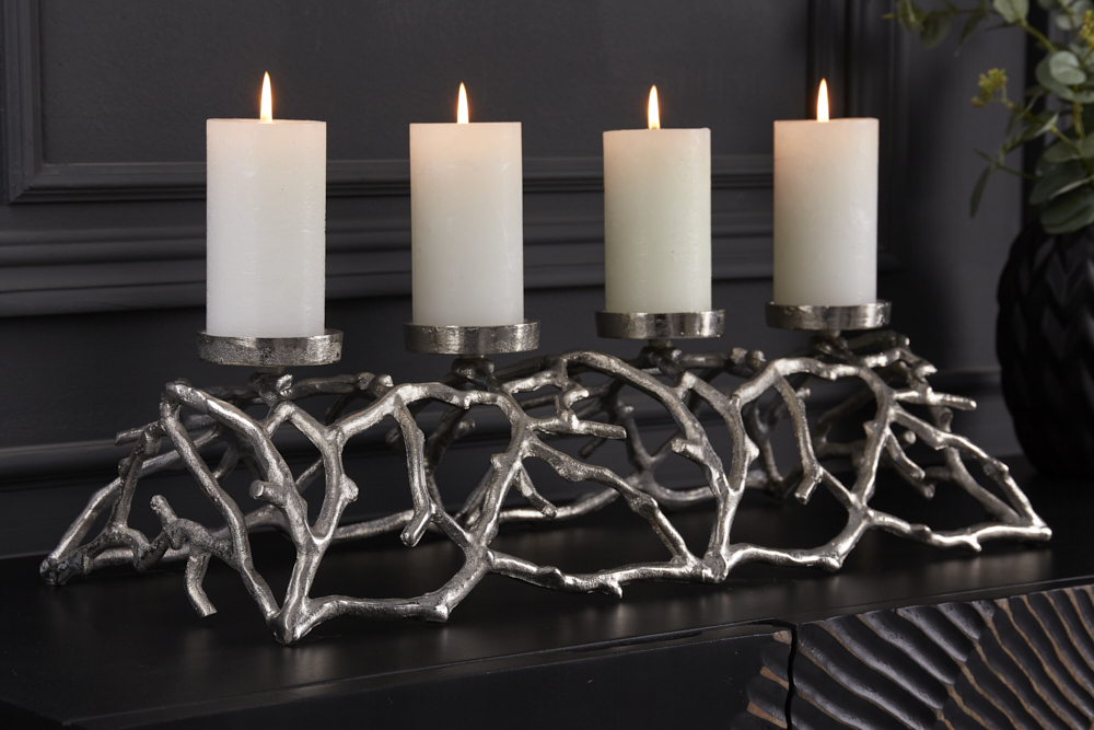 Eleganter Kerzenhalter ABSTRACT 60cm silber für 4 Kerzen