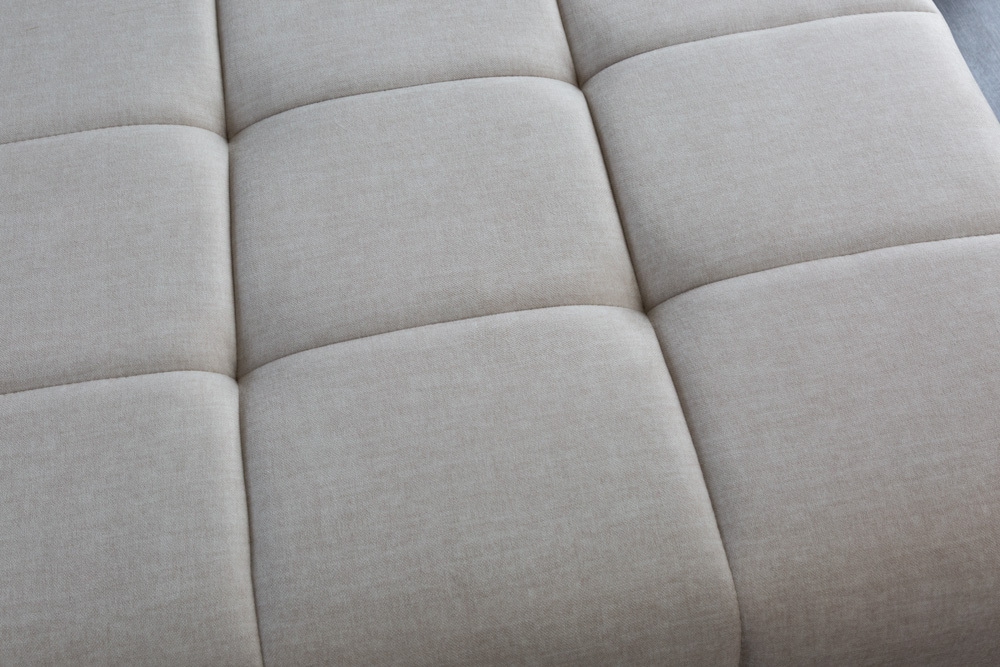 Extravaganter Hocker ELEGANCIA 110cm champagner beige Vogue Velours Samt Ziersteppung
