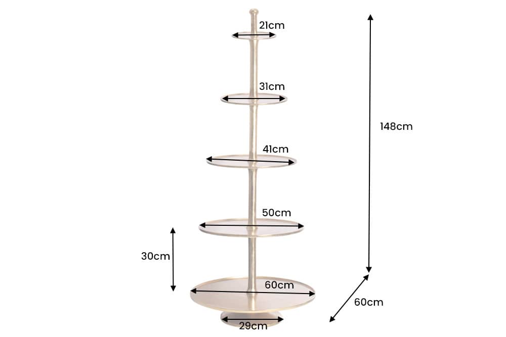 Design XXL Etagere ABSTRACT 150cm gold Metall mit fünf Etagen handmade