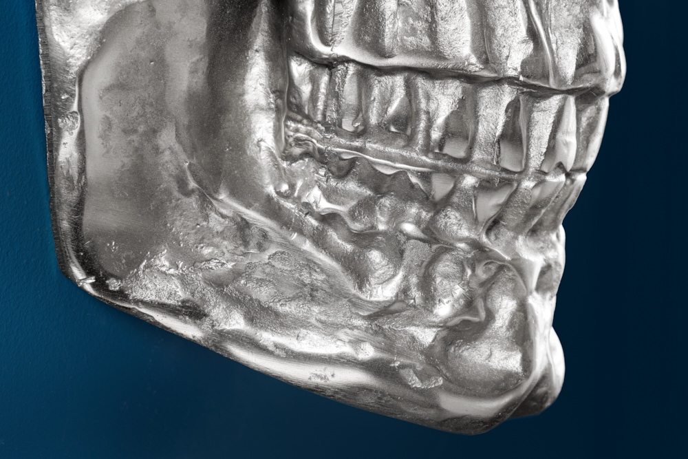 Exklusive Wandskulptur SKULL XXL 40cm silber Deko Totenkopf