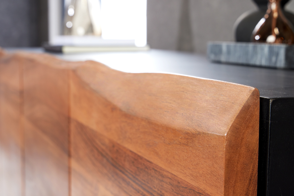 Industrial Design Sideboard ORGANIC ARTWORK 180cm Akazie Massivholz Eisengestell