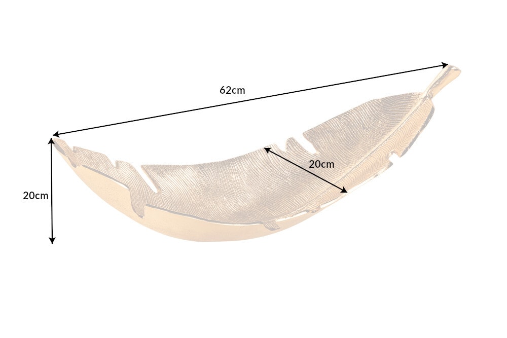 Design Deko Schale GOLD LEAF 65cm gold Blatt Design Metall Handarbeit