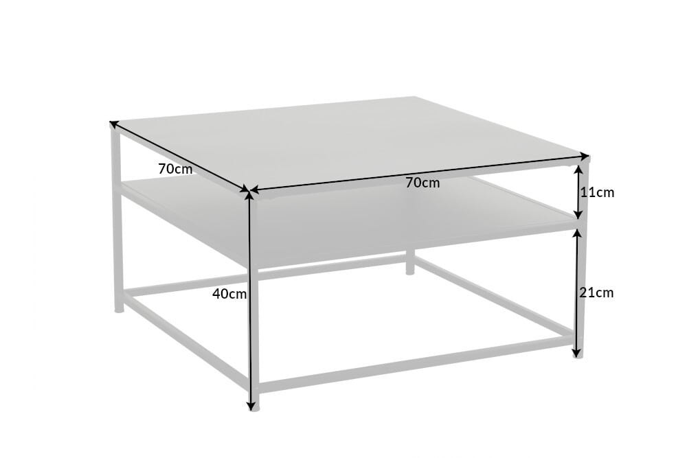 Moderner Couchtisch DURA STEEL 70cm schwarz Metall mit Ablagefach