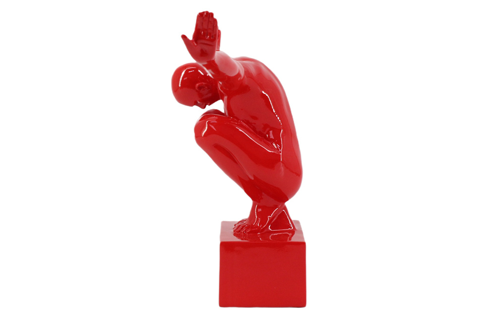 Deko-Figur HIGH DIVER 50cm rot handmade Athleten-Skulptur