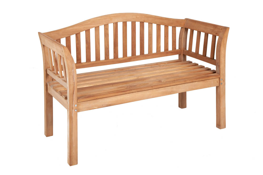 Massive Gartenbank EMPIRE TEAK 130cm natur Teakholz Outdoor-Sitzbank mit Lehne