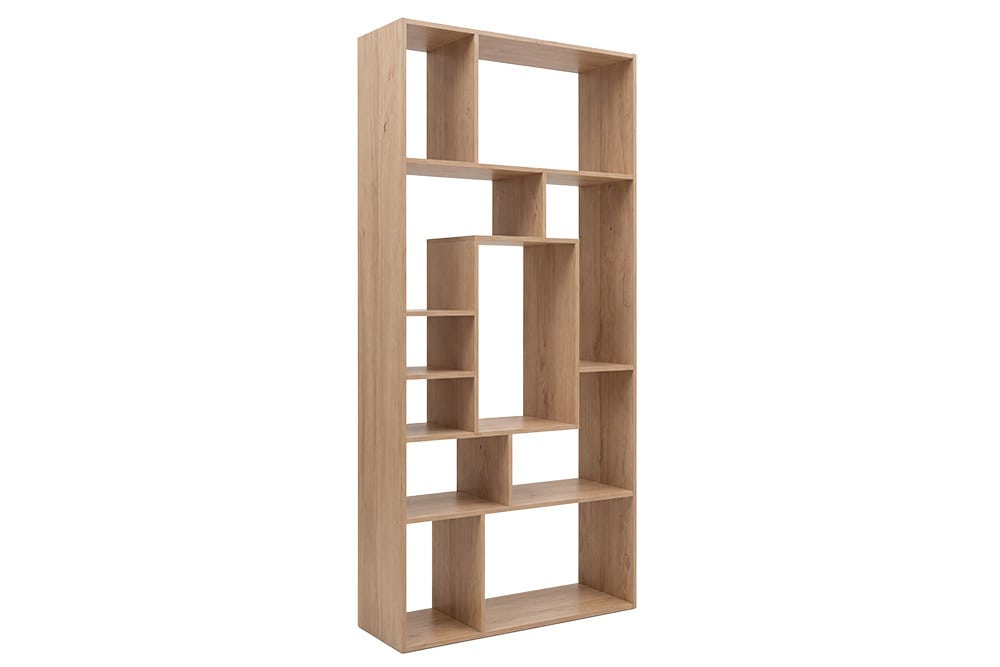Massives Bücherregal CUBUS 180cm natur Mangoholz cream finish elf Fächer