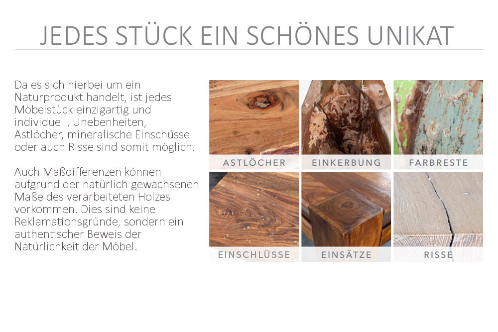 Massiver Couchtisch IRON CRAFT 60cm Mangoholz Industrial Design