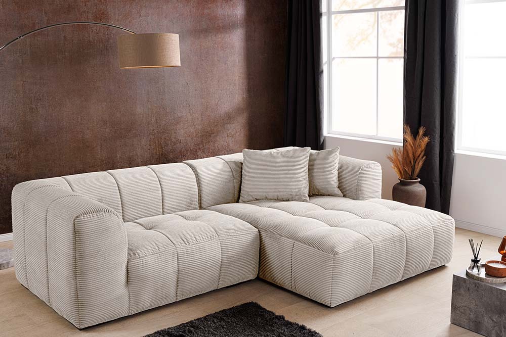 Modernes Sofa ZERO GRAVITY 240cm beige Cord 3-Sitzer Couch