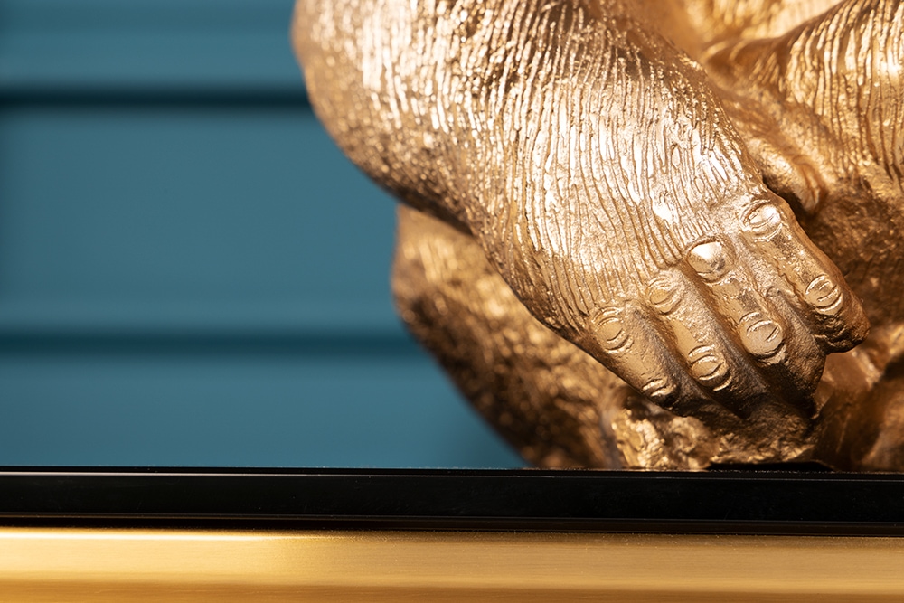 Dekorative Gorillafigur KONG 40cm gold handmade Metall Skulptur